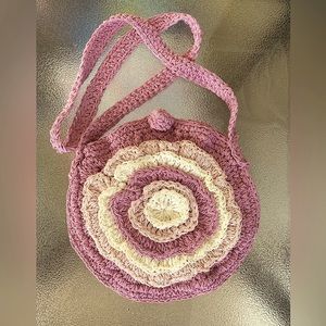 Vintage handmade crocheted crossbody bag